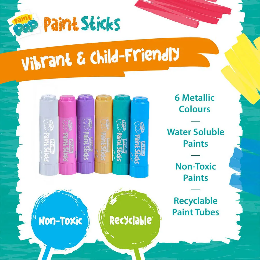 Paint Pop Metallic Quick Dry Paint Sticks- 6 Pack