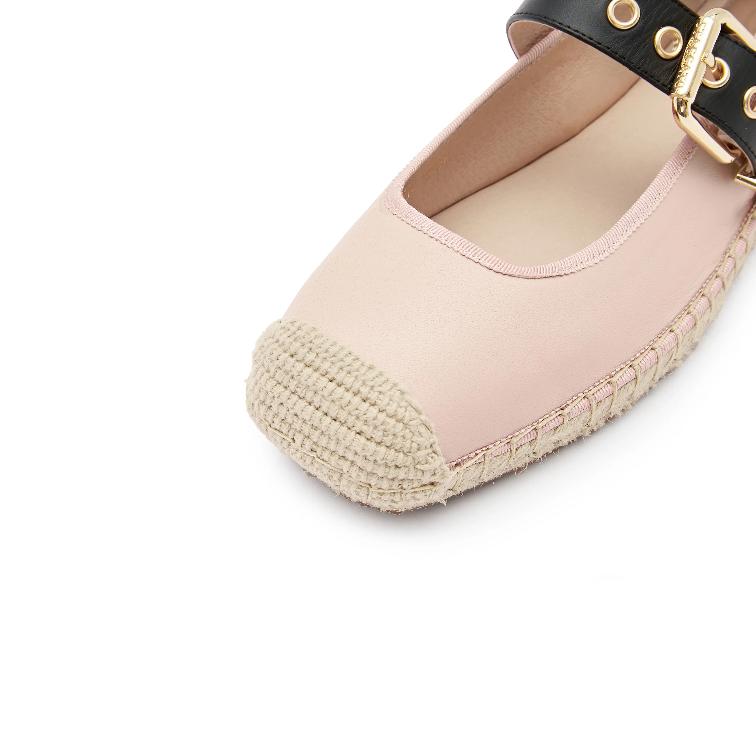Pink Metal Buckle Mary Jane Espadrilles