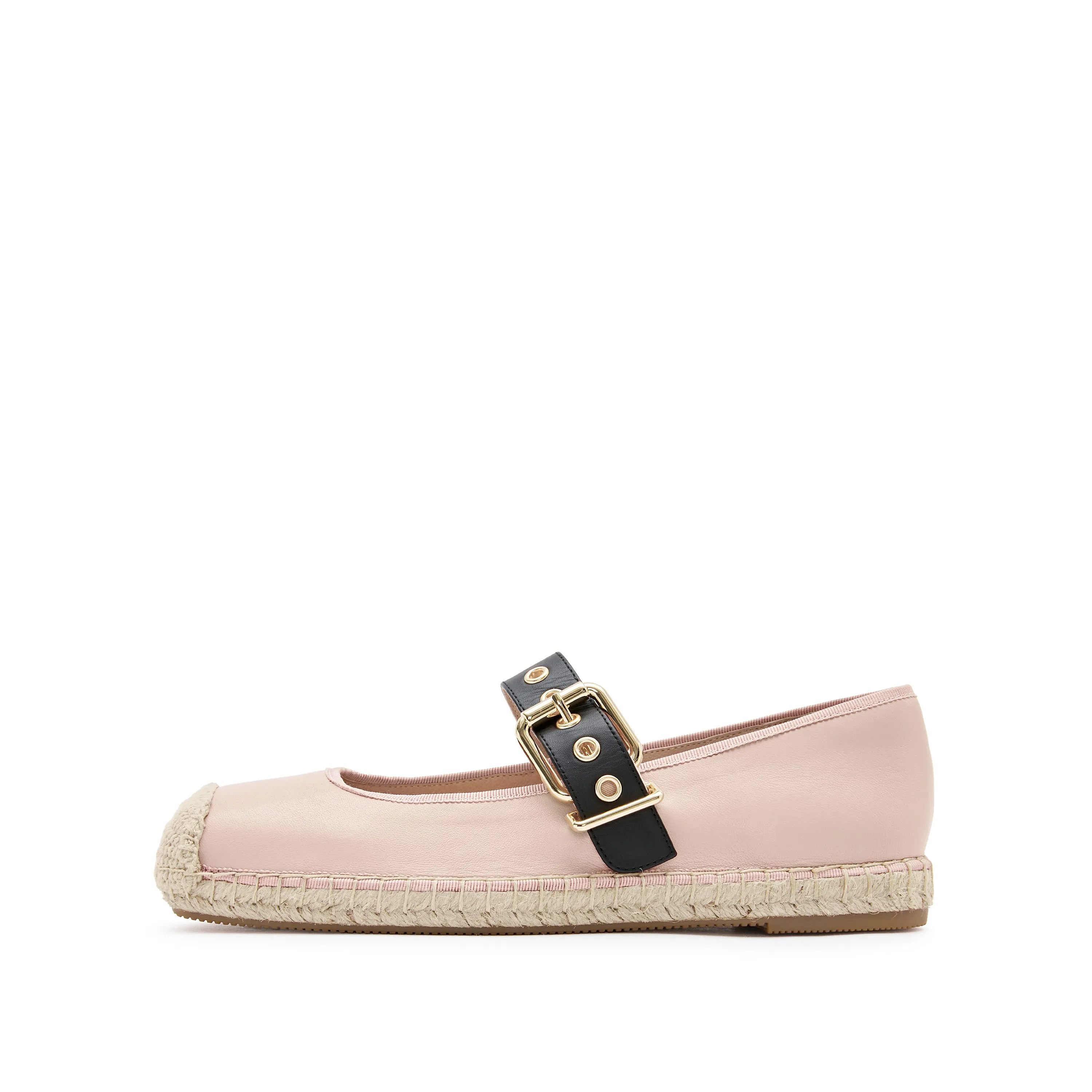 Pink Metal Buckle Mary Jane Espadrilles