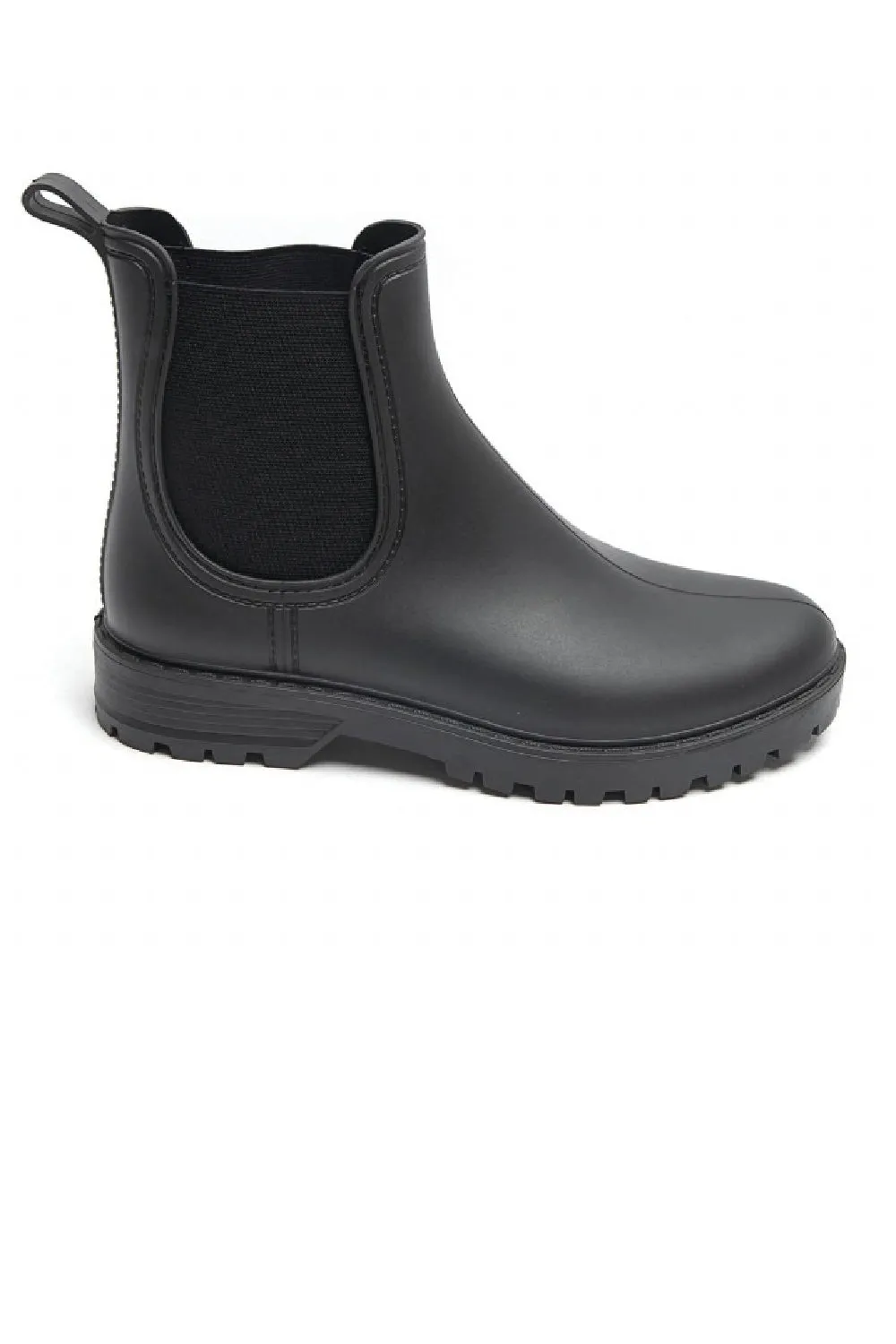 WOMENS BLACK SLIP ON RAIN BOOTS SHOES