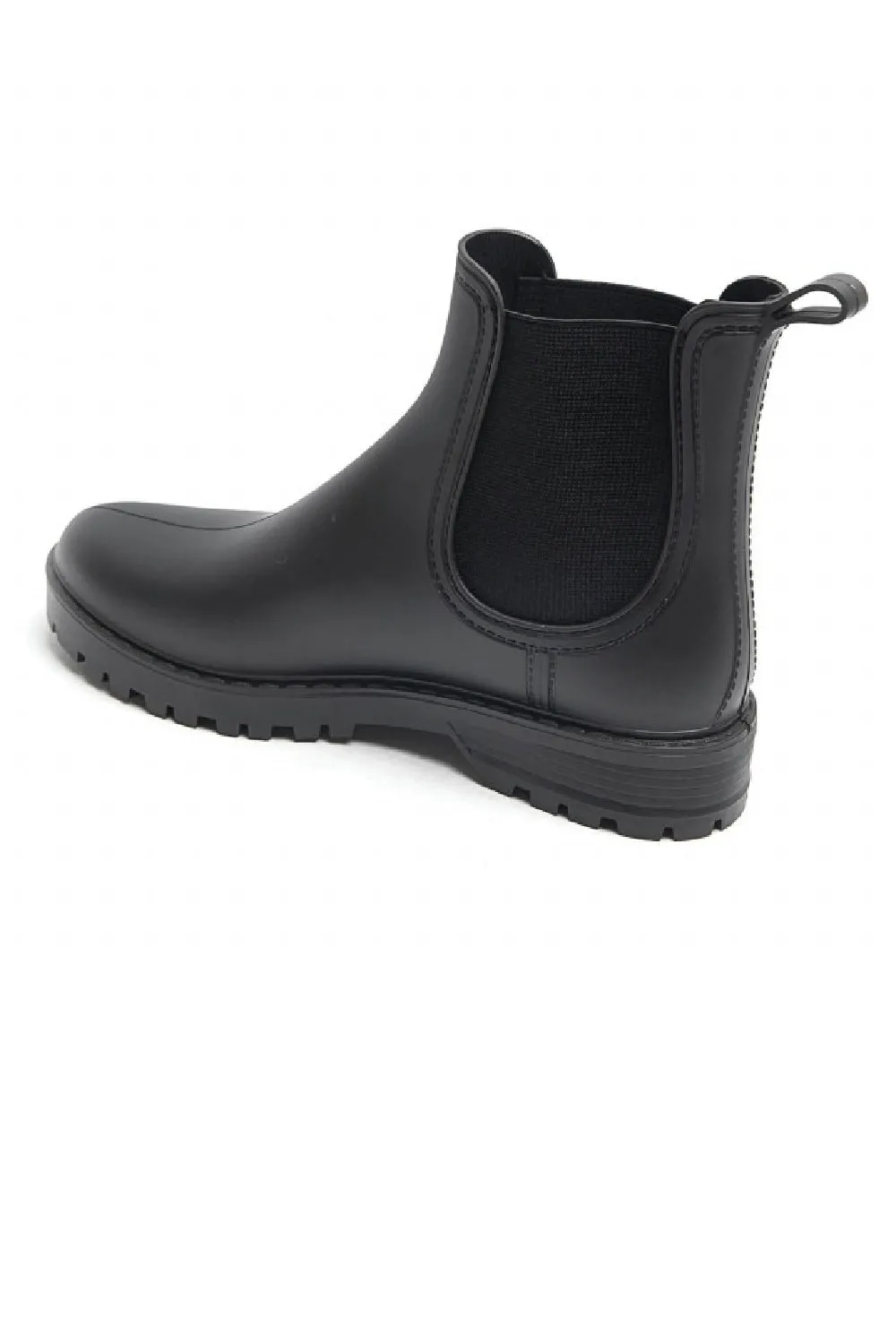 WOMENS BLACK SLIP ON RAIN BOOTS SHOES